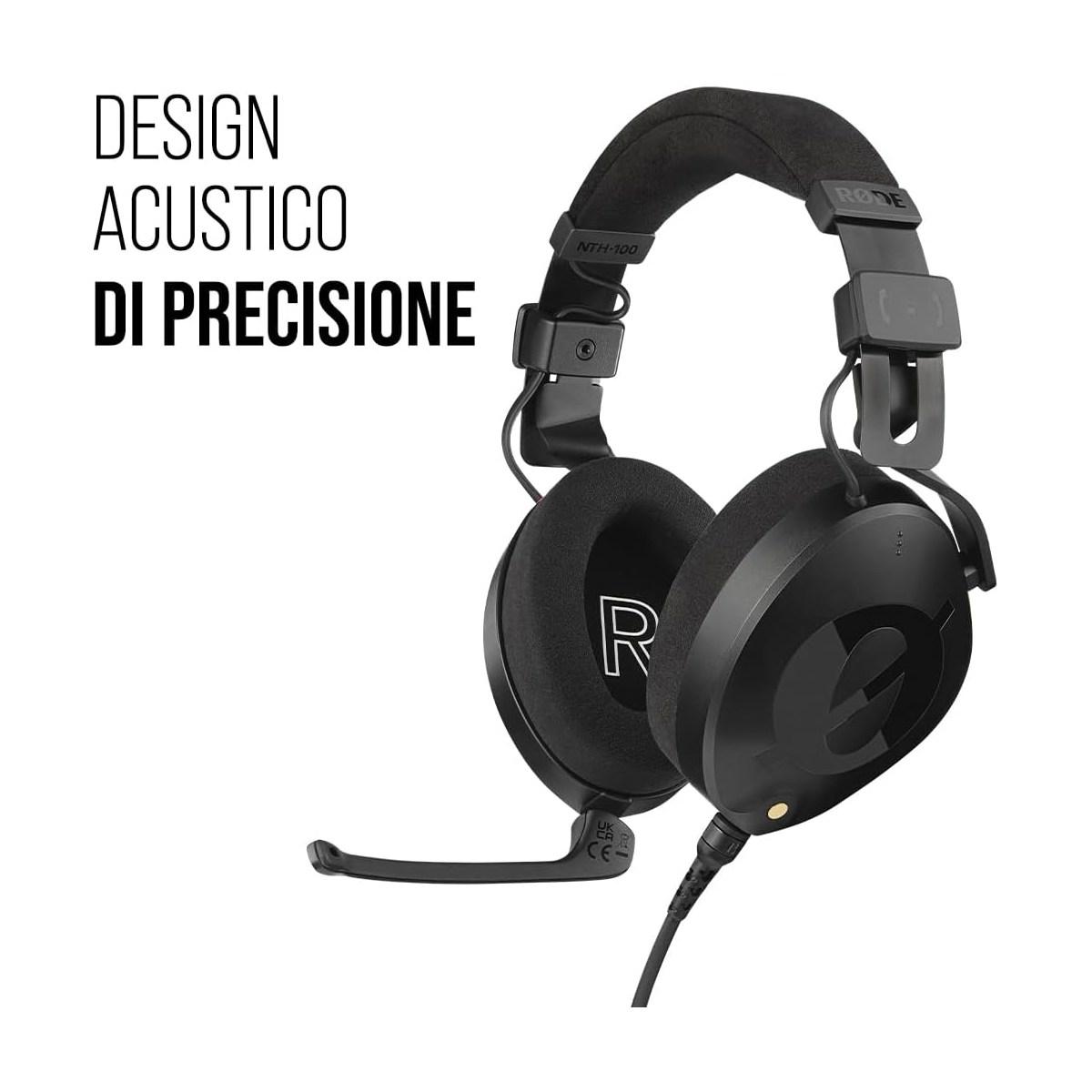 RØDE NTH-100M Cuffie con microfono sovraurale professionali RØDE NTH-100M per media, trasmissioni, podcasting, creazione di contenuti, streaming, lavoro da casa (nero)