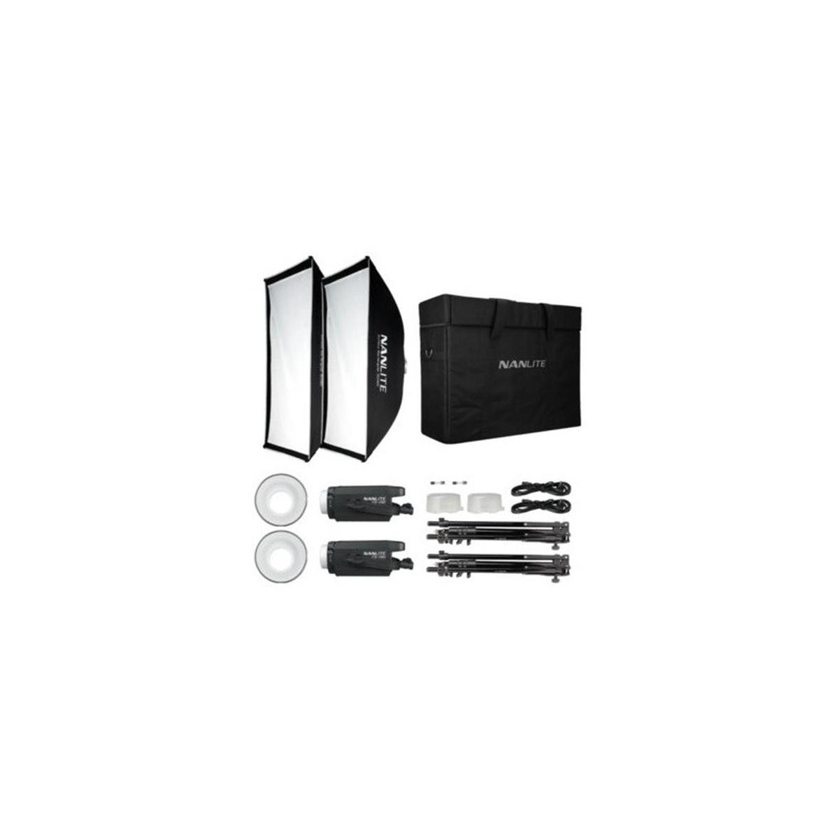 Illuminatore NANLITE FS-300 KIT CON SOFTBOX 60X90 E STATIVI - 2 LED
