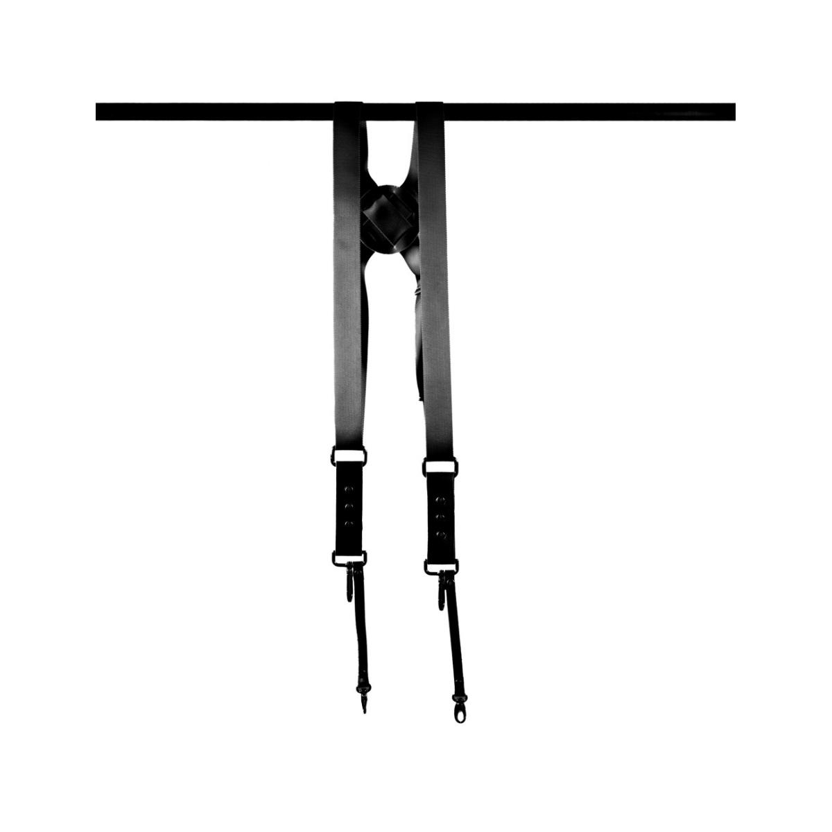 Tracolla NICE ONE Power Easy Doppia, tessuto e pelle-Nera