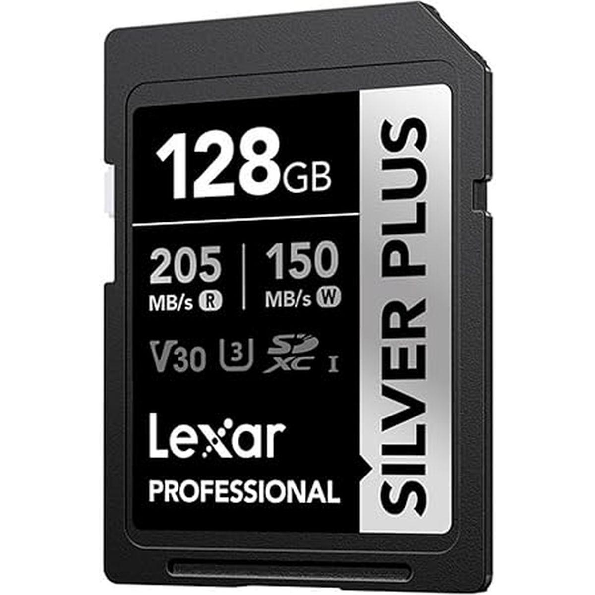 Card Lexar Sd Xc 128gb Professional Silver Plus 205 READ MB/S-150 WRITE UHS-I V30 U3 4 K UHD