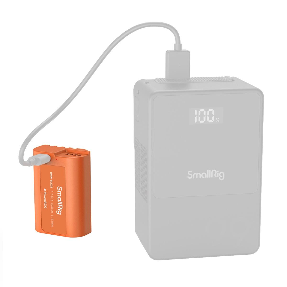 SmallRig batteria 4979 DMW-BLK22 ricaricabile per fotocamera USB-C, arancione