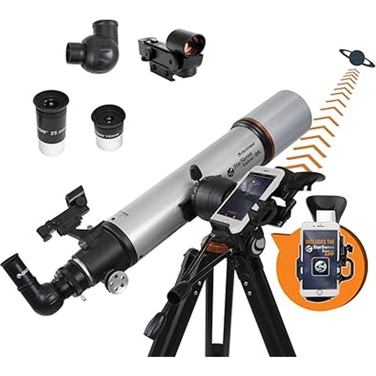Telescopio Celestron rifrattore StarSense Explorer DX 102AZ con applicazione per smartphone, compatibile con iPhone/Android, grigio