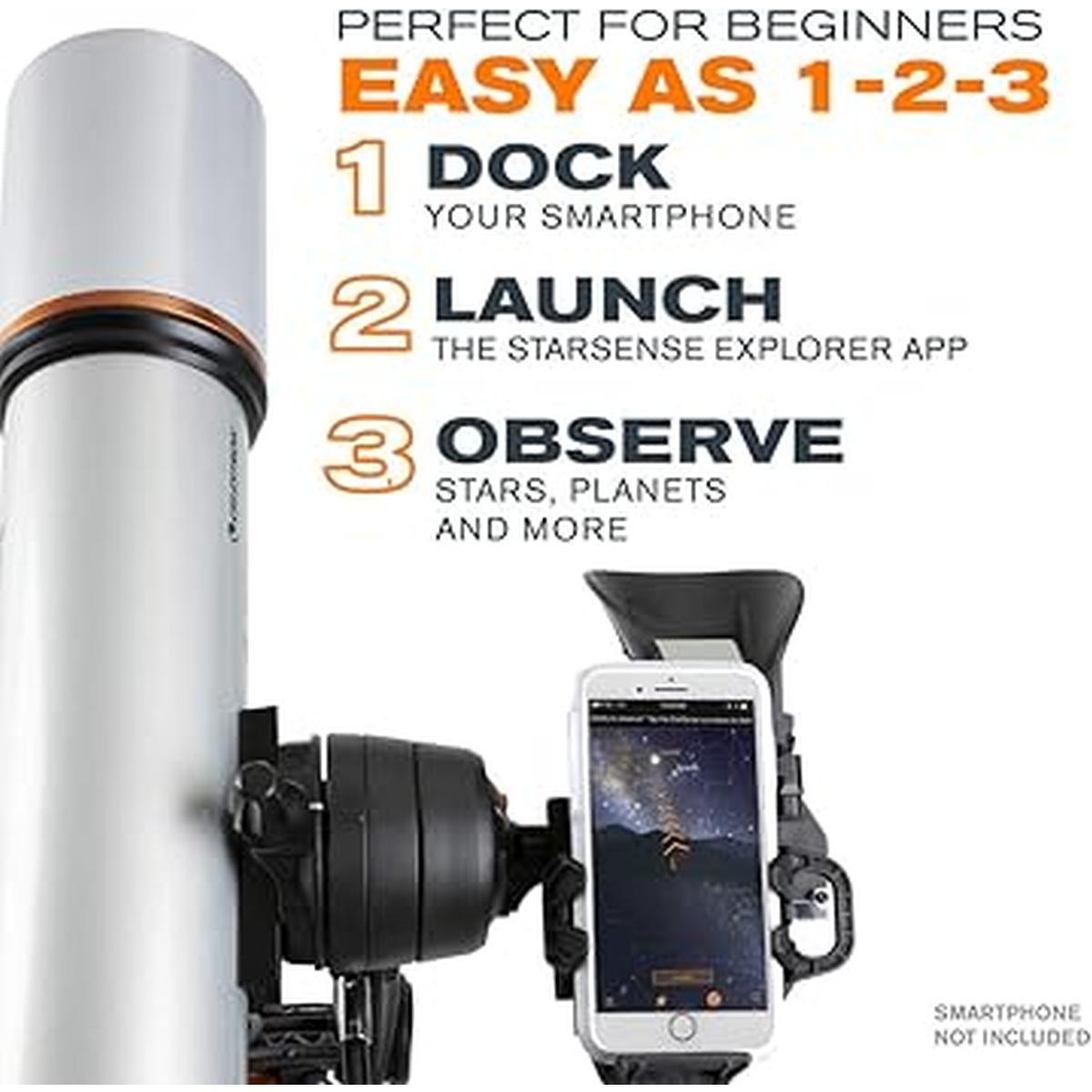 Telescopio Celestron rifrattore StarSense Explorer DX 102AZ con applicazione per smartphone, compatibile con iPhone/Android, grigio