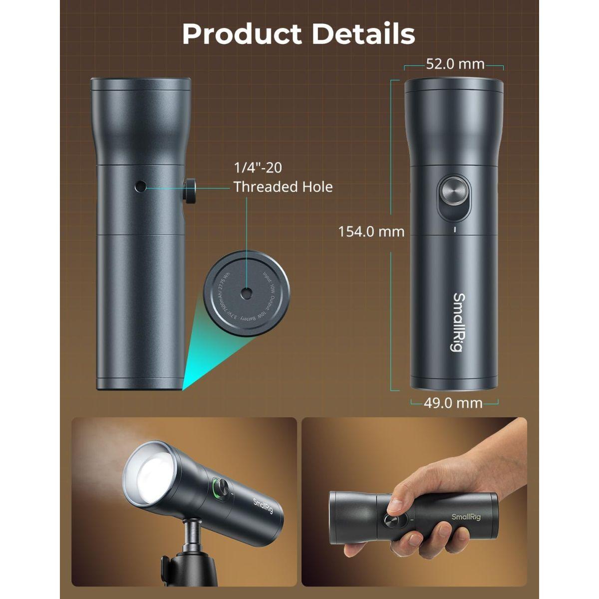 Illuminatore SMALLRIG Torcia Fotografica a LED RGB, 7500mAh, RF10C - 4634