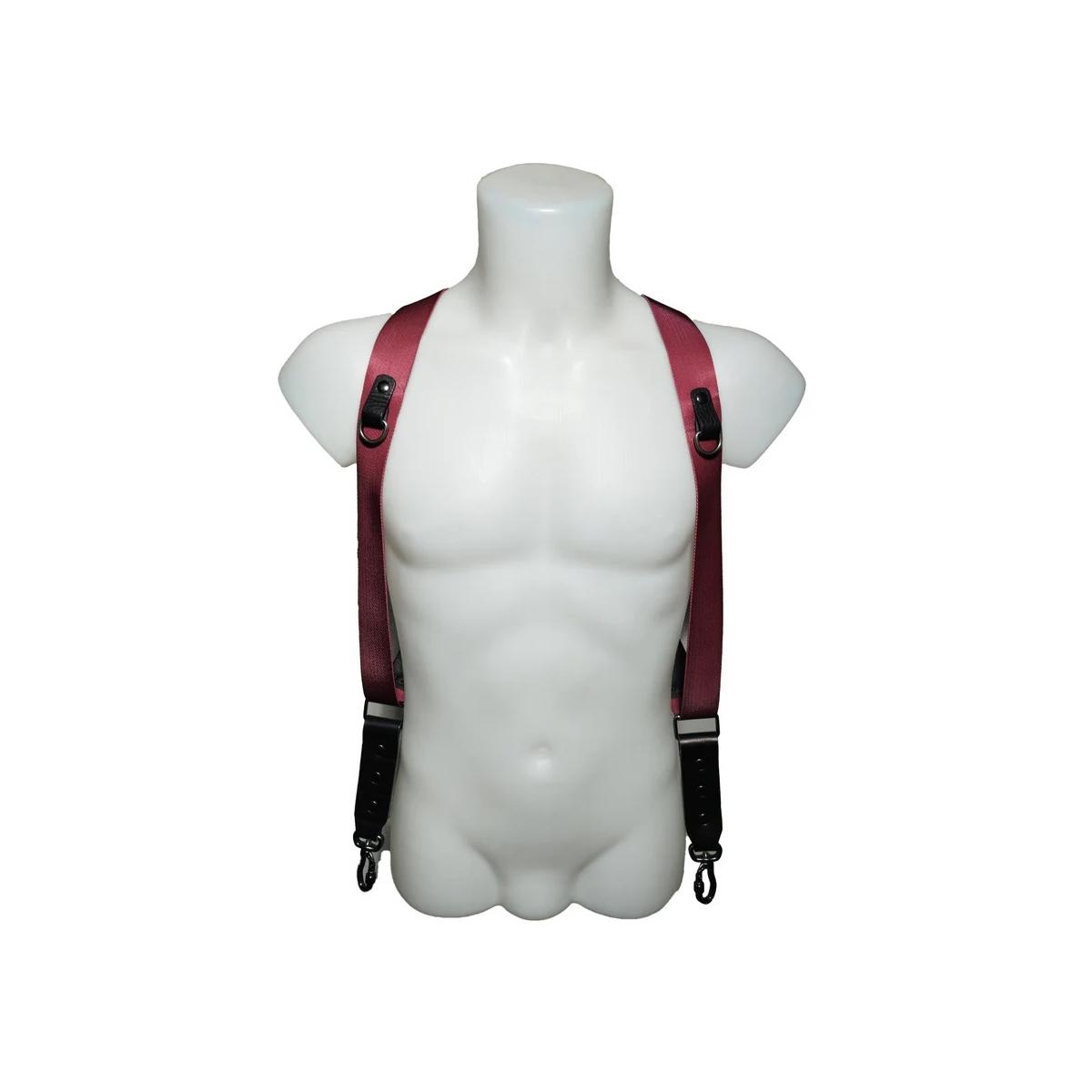 Tracolla NICE ONE Power Easy Doppia, tessuto e pelle -Bordeaux