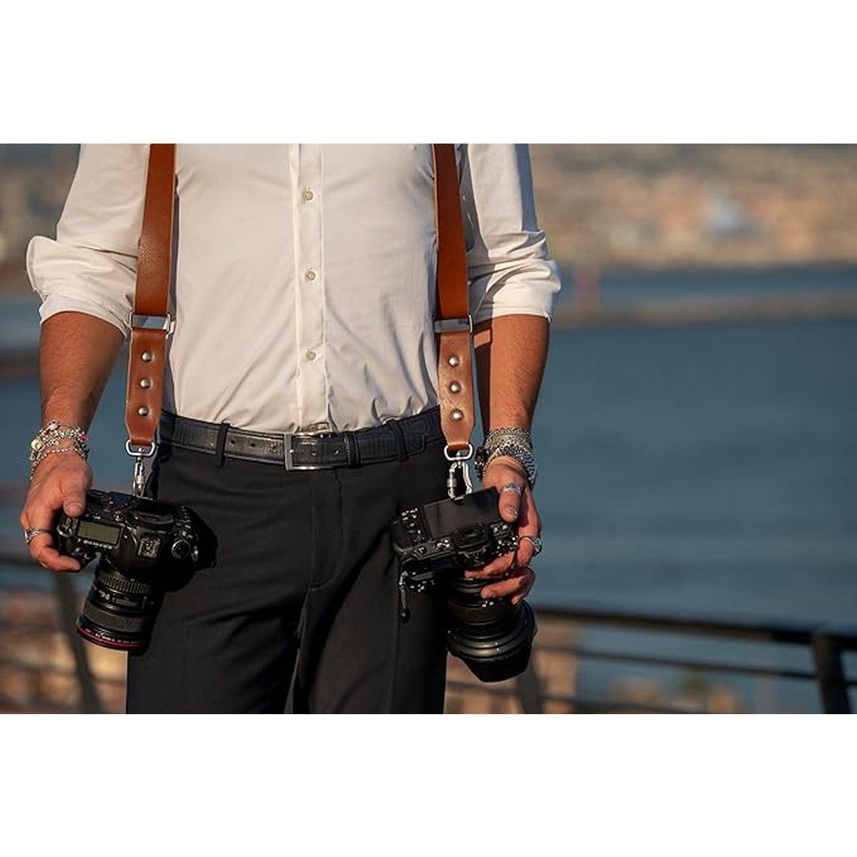 Tracolla NICE ONE Power Doppia in pelle- Cognac