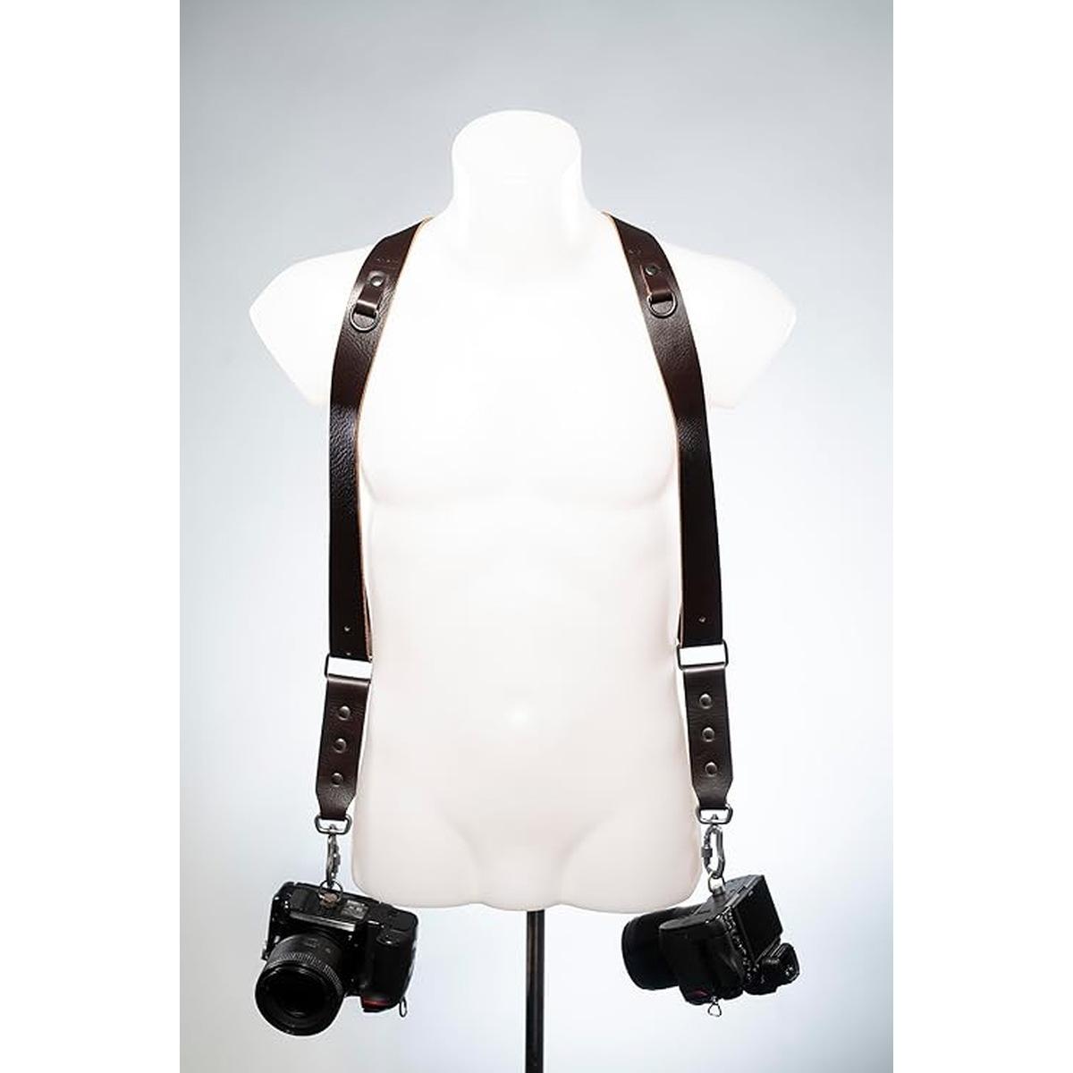 Tracolla NICE ONE Power Doppia in pelle- Testa di moro