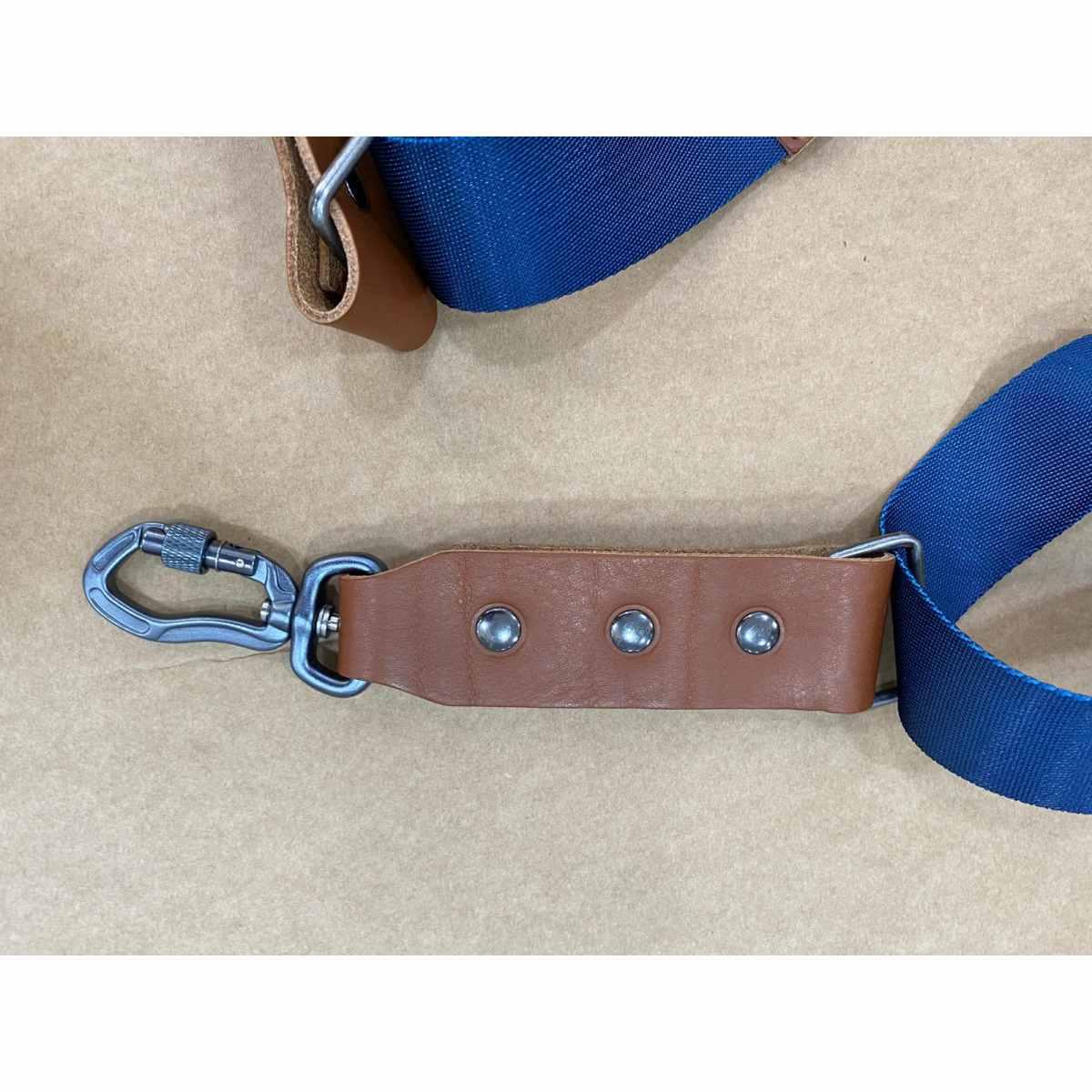 Tracolla NICE ONE Power Easy Doppia, tessuto blu e pelle Cognac