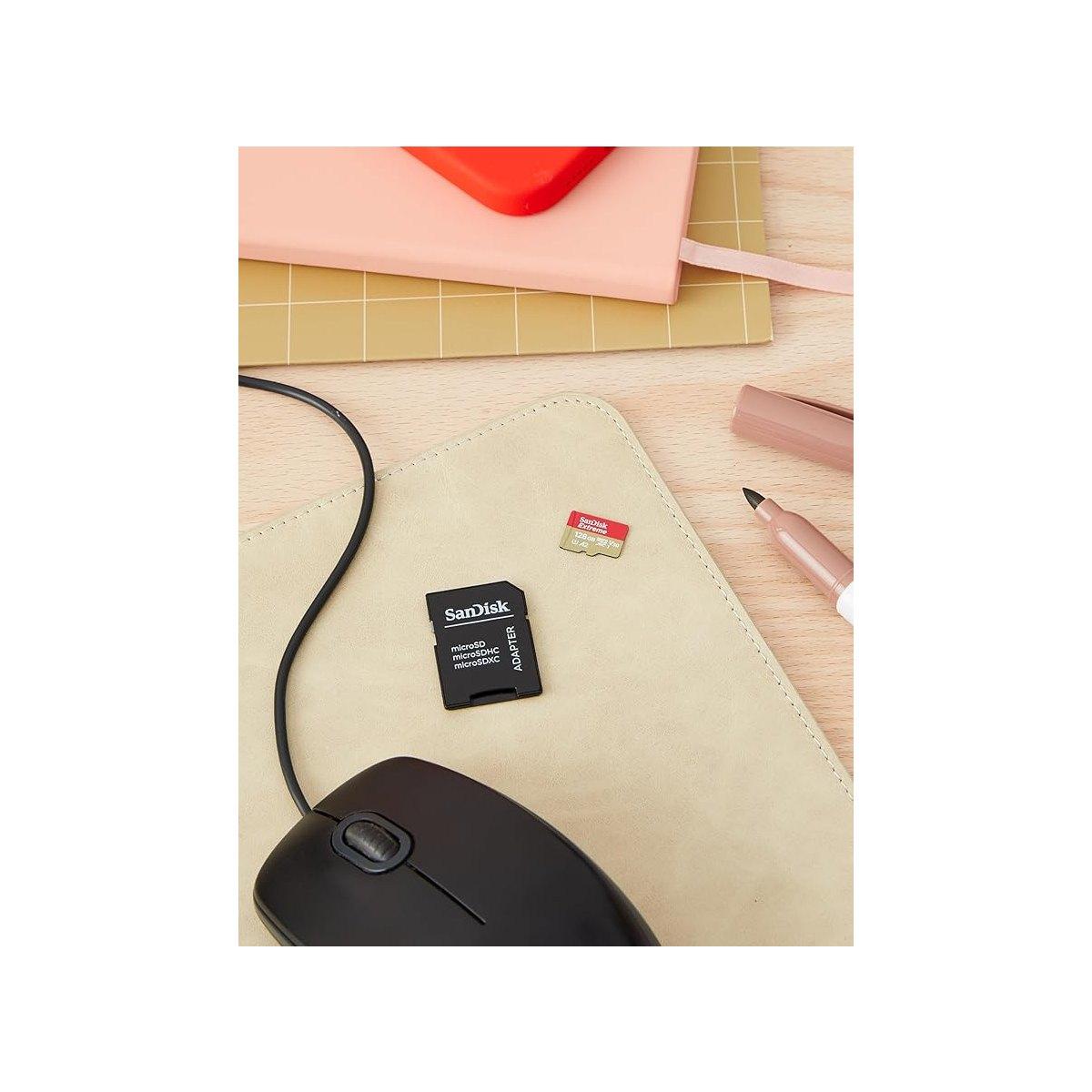 Card Sandisk micro sdxc Extreme 128 gb 190 mb/s read 90 write 4K UHD + Adattatore sd