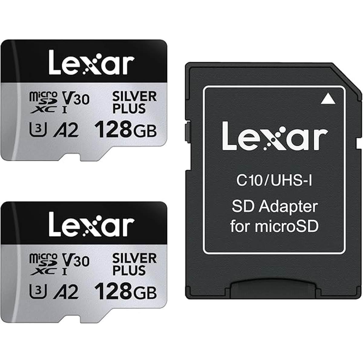 Card lexar microsdxc 128gb bipack silver plus