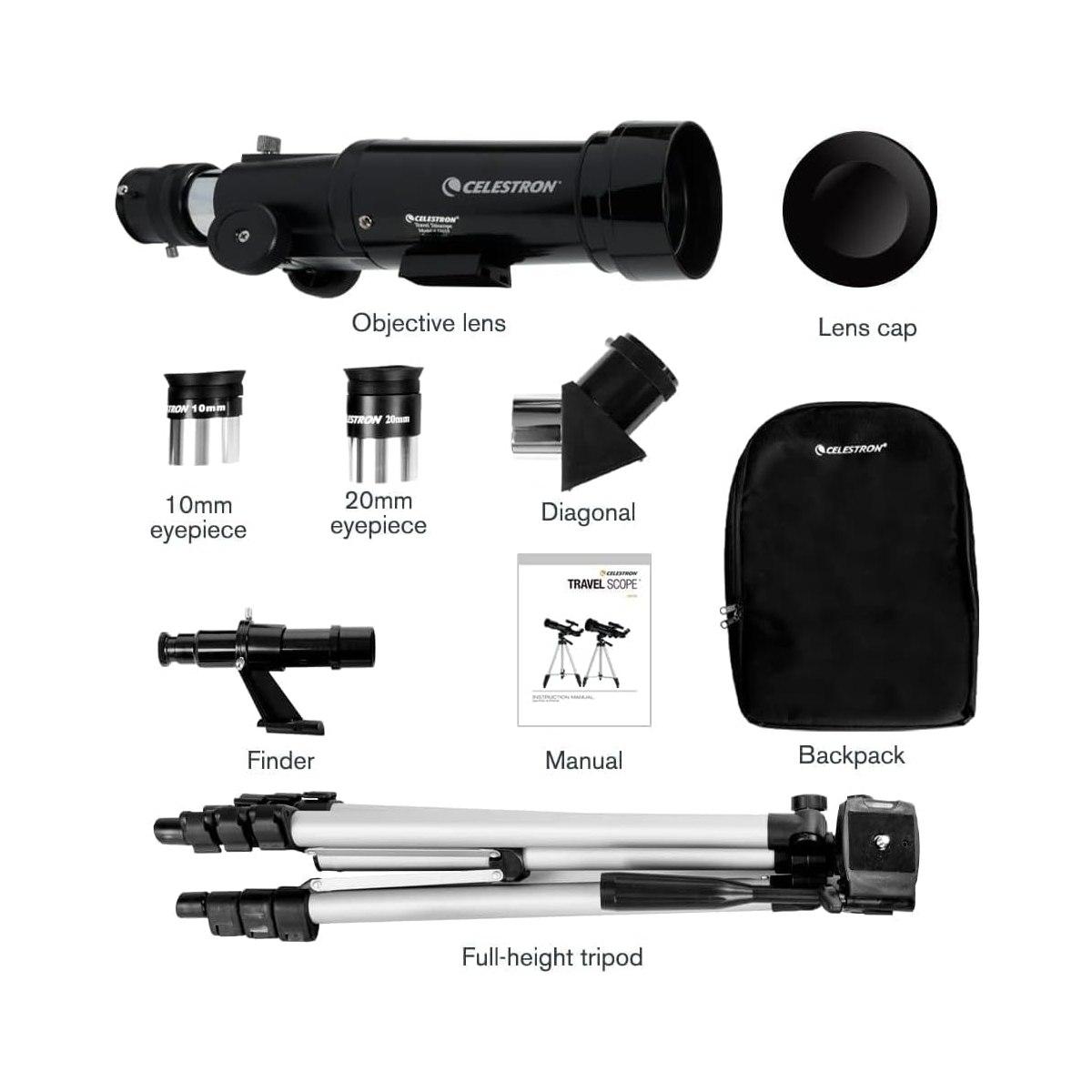 Telescopio Celestron Travel Scope COMPACT 70-con treppiedi e borsa - telescopio rifrattore portatile