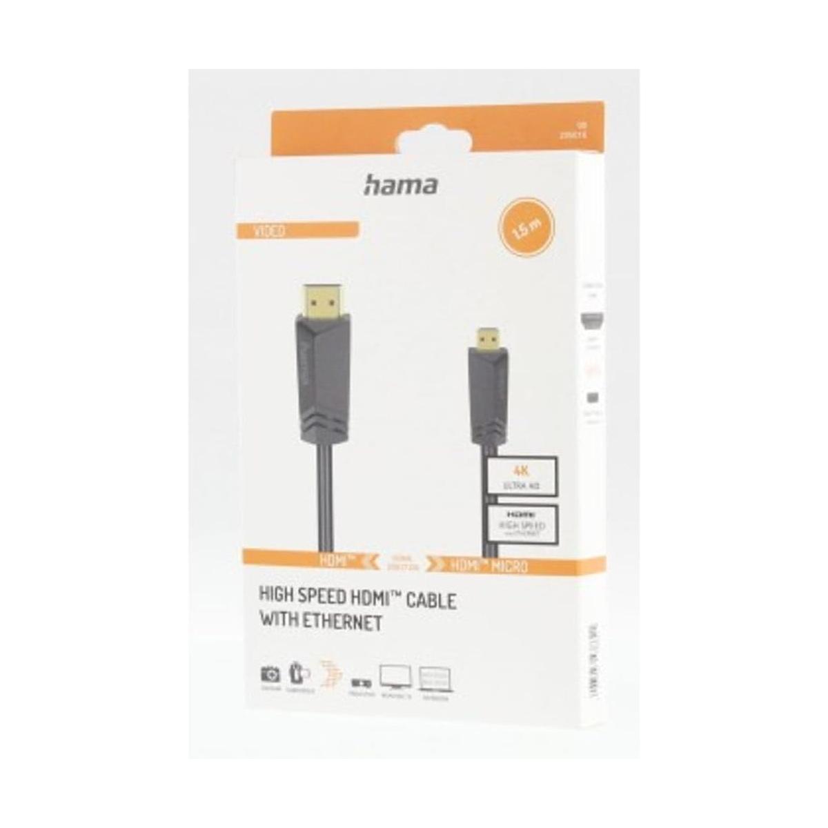 Cavo hama hdmi/ micro hdmi 4k 1,5mt art.205016