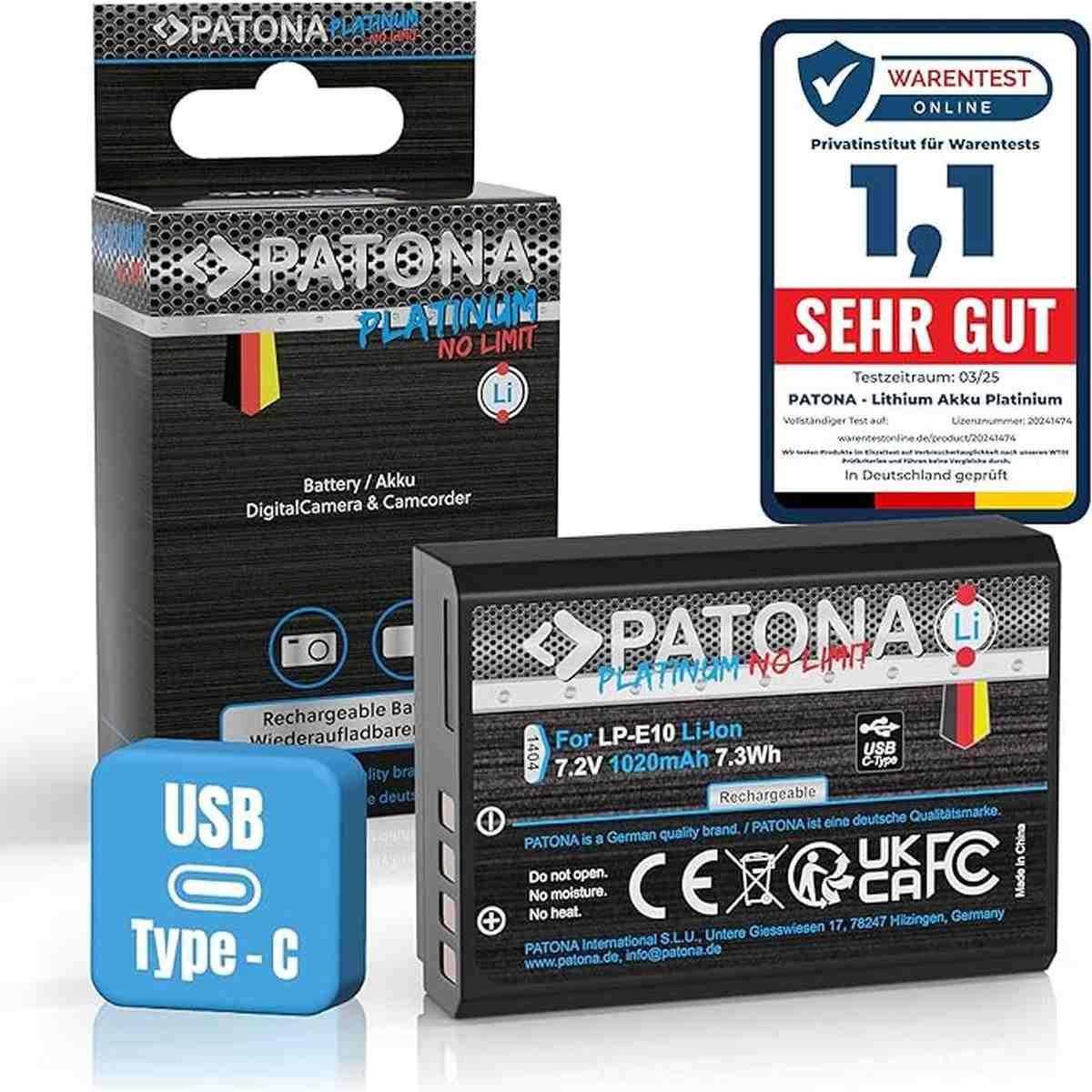 Batteria Patona Platinum per Canon Lp-E10