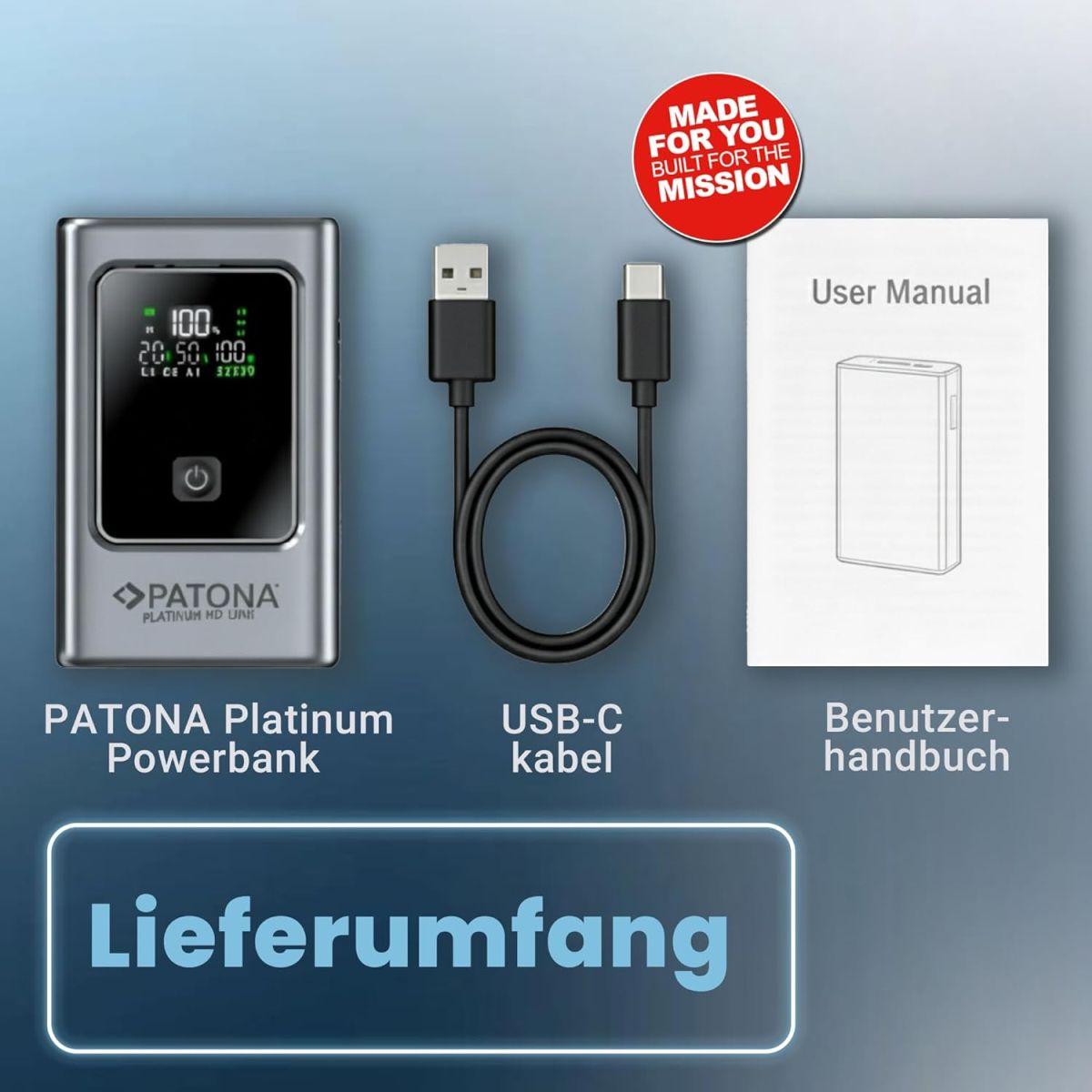 Patona platinum powerbank luxury one pd35w 10.000mah 2xusb-c pd3.0 1xusb-a