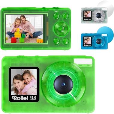 Macchina Fotografica Rollei Compactline Pocket Trasparente Blu Fotocamera Digitale 48MP 4K con Doppio Schermo Zoom Digitale 18X Camera Compatta, Macchina-Fotografica-Digital-Fotoca