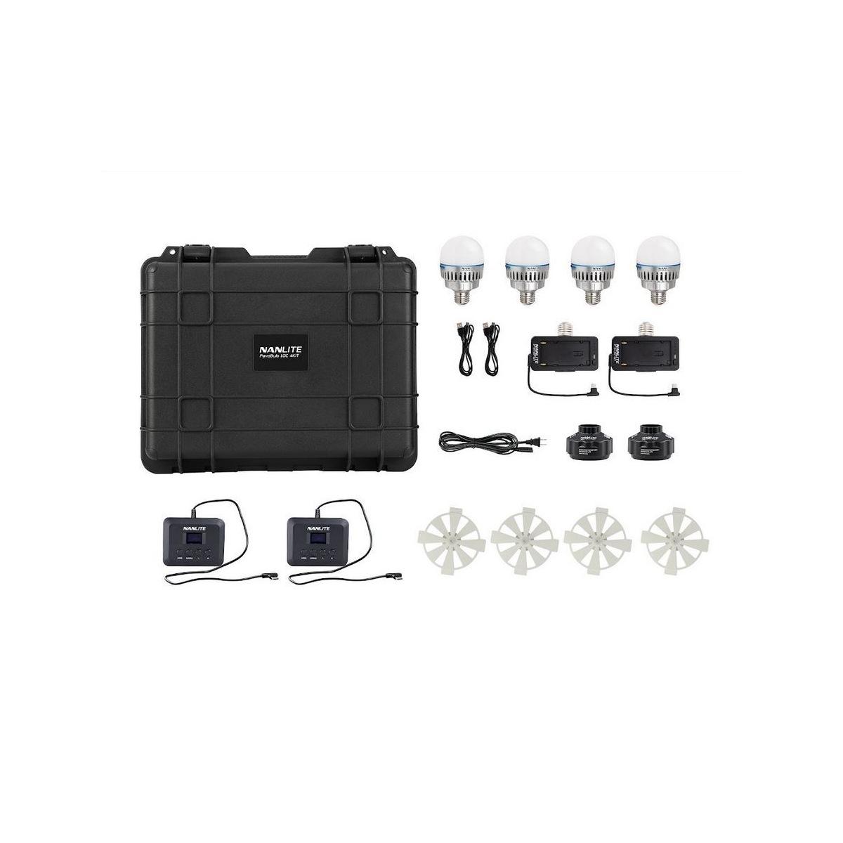 Nanlite pavobulb 10c rgbww kit 4 pezzi + accessori