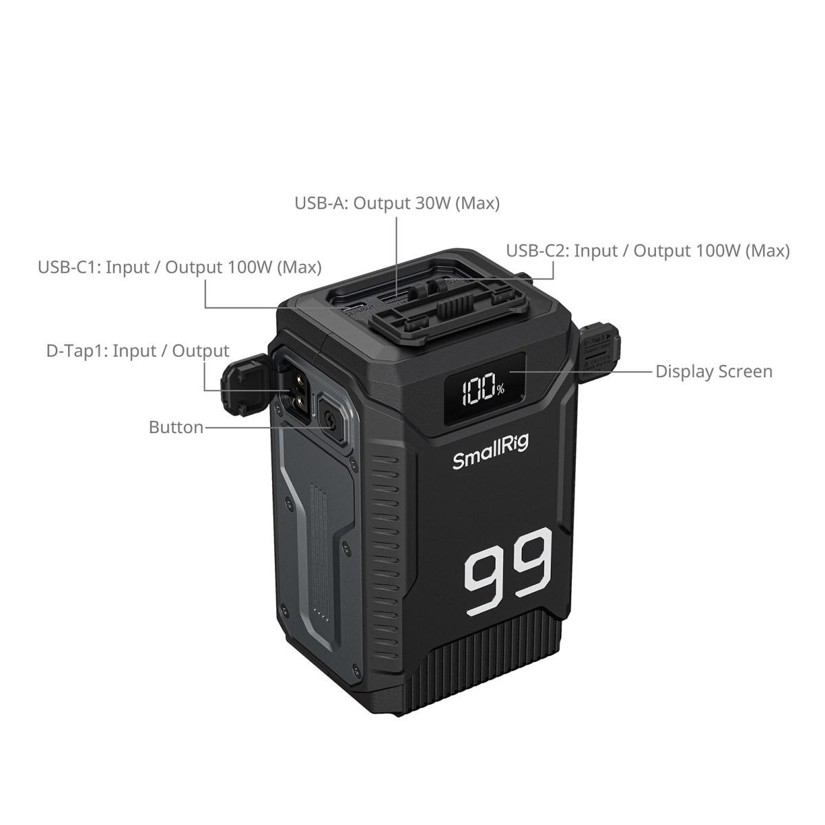 Batteria SmallRig Triple Proof (1,8 m / 5,9ft resistente alle cadute, impermeabile / antipolvere IP54) Batteria V-Mount 5864