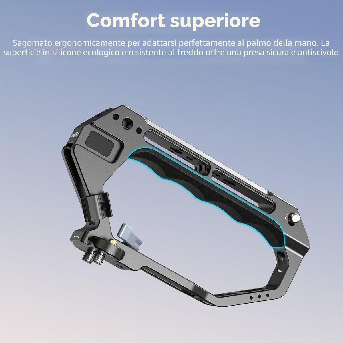 SMALLRIG Maniglia Superiore per Guida NATO Stile D con Morsetto a Sgancio Rapido, Impugnatura in Silicone Resistente al Freddo, Fori di Montaggio da 1/4"-20 e 3/8"-16 per Fotocamer