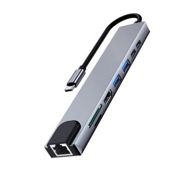 Lettore card ewent ew1146 usb-c a dock multiport 8 in 1 hdmi | usb-c pd / usb-a | lan