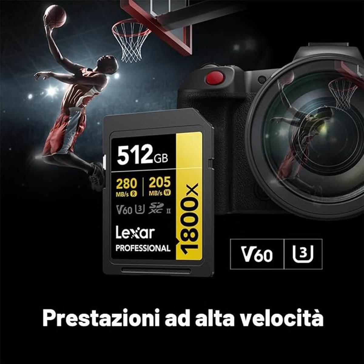 Card lexar sdxc 512gb pro 1800x sdxc uhs-ii