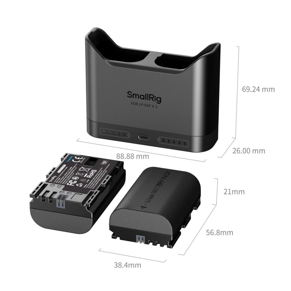 SmallRig Kit di ricarica DUAL per Canon LP-E6NH con 2 Batterie Incluse 5484